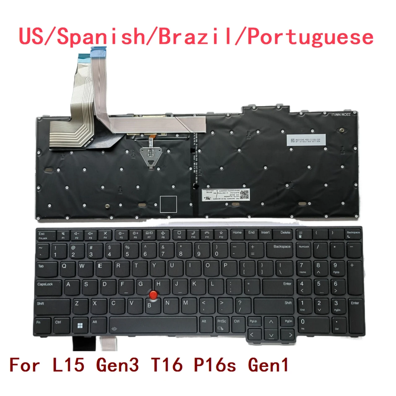 

New US Spanish Brazil Portuguese Laptop Backlit Keyboard For Lenovo Thinkpad L15 Gen3 T16 P16s Gen1 5N21D93876 5N21D93720