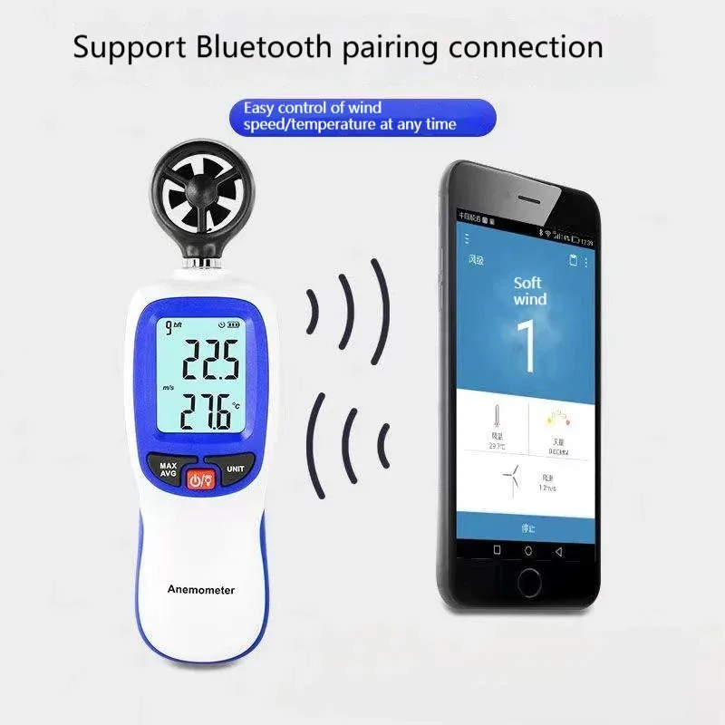 Highly Accurate Digital Anemometer Wind Volume and Temperature Meter Bluetooth Handheld Anemometer