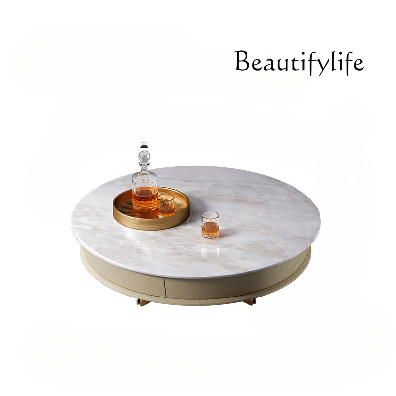 

Italian Minimalist Coffee Table Villa Living Room Home Tea Table Designer Model Coffee Table Natural Marble