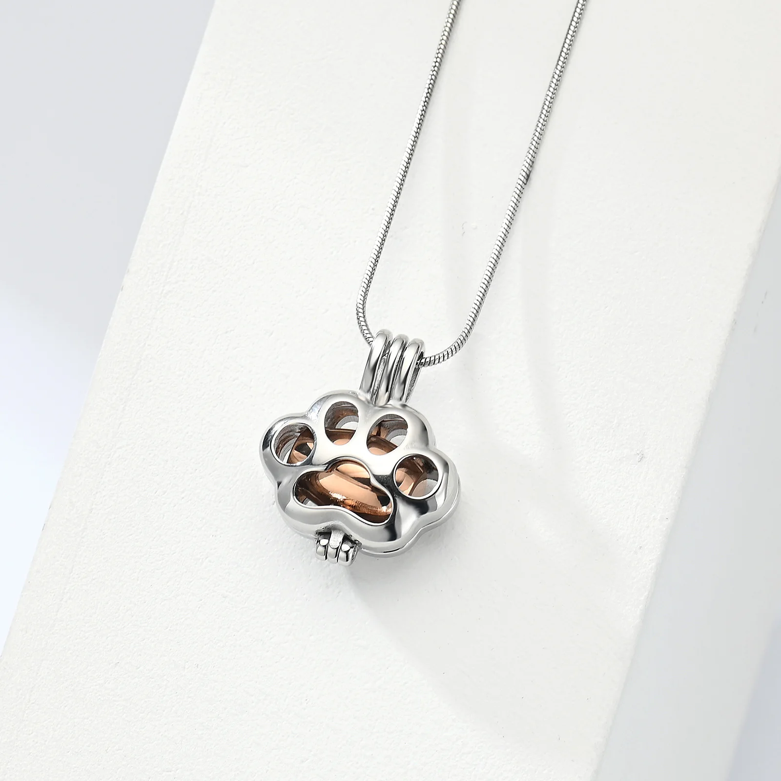 Pet Cremation Jewelry for Dog/Cat Ashes Paw Print Urn Necklaces Stainless Steel Memorial Urn Jewelry Inside Mini Case Keepsake