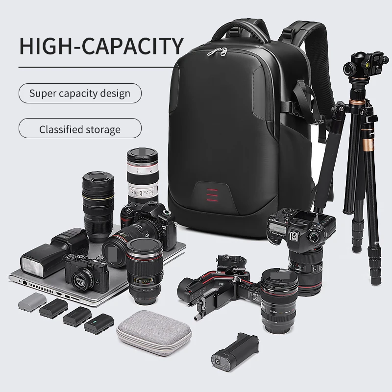 Men Travel Professional SLR Camera Backpack With Tripod Bracket Detachable into a 40L Travel Waterproof 16 Inch Laptop Backpack