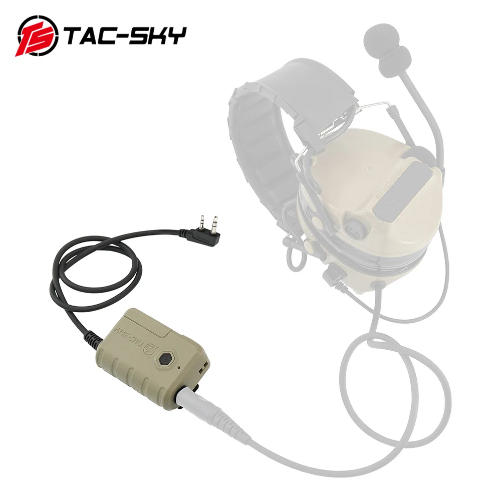 TS TAC-SKY Tactical Headset Cable PTT Adapter 7.0mm Plug With Bluetooth For COMTA Sordin Headsets For Kenwood Walkie Talkies