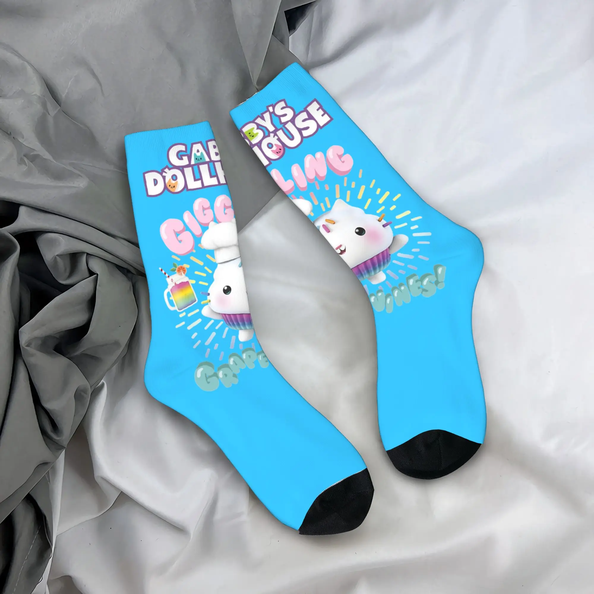 

Зимние теплые повседневные мужские и женские детские носки G-Gabby's Dollhouseds Cat Giggling Grapevines, впитывающие пот баскетбольные носки,