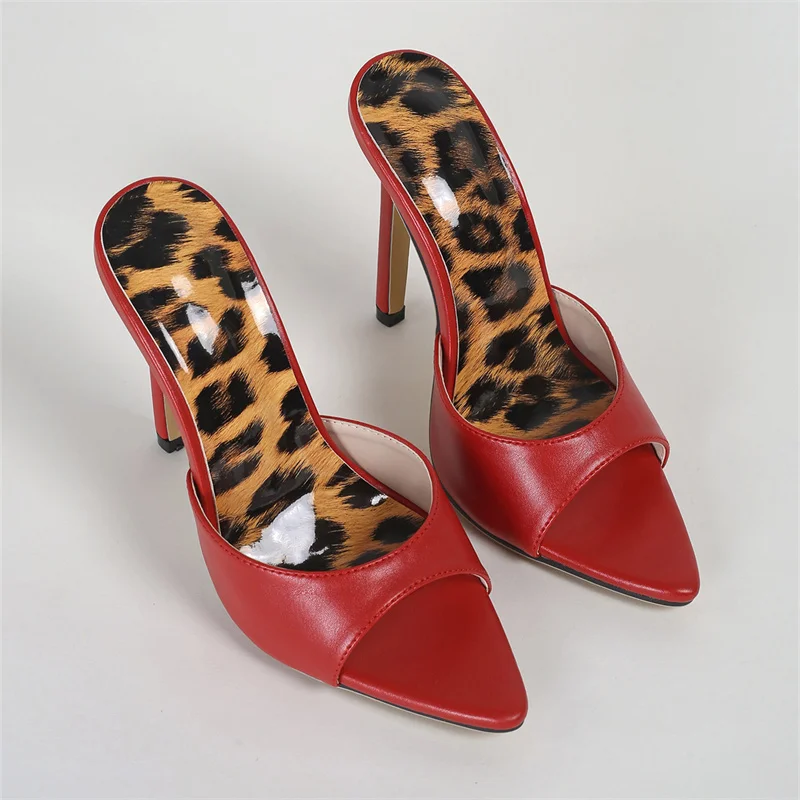 Sexy Leopard Print Women Slippers High Heel Sandals Summer Peep Toe Party Shoes Fashion Ladies Pumps Big Size Women Shoes 2024