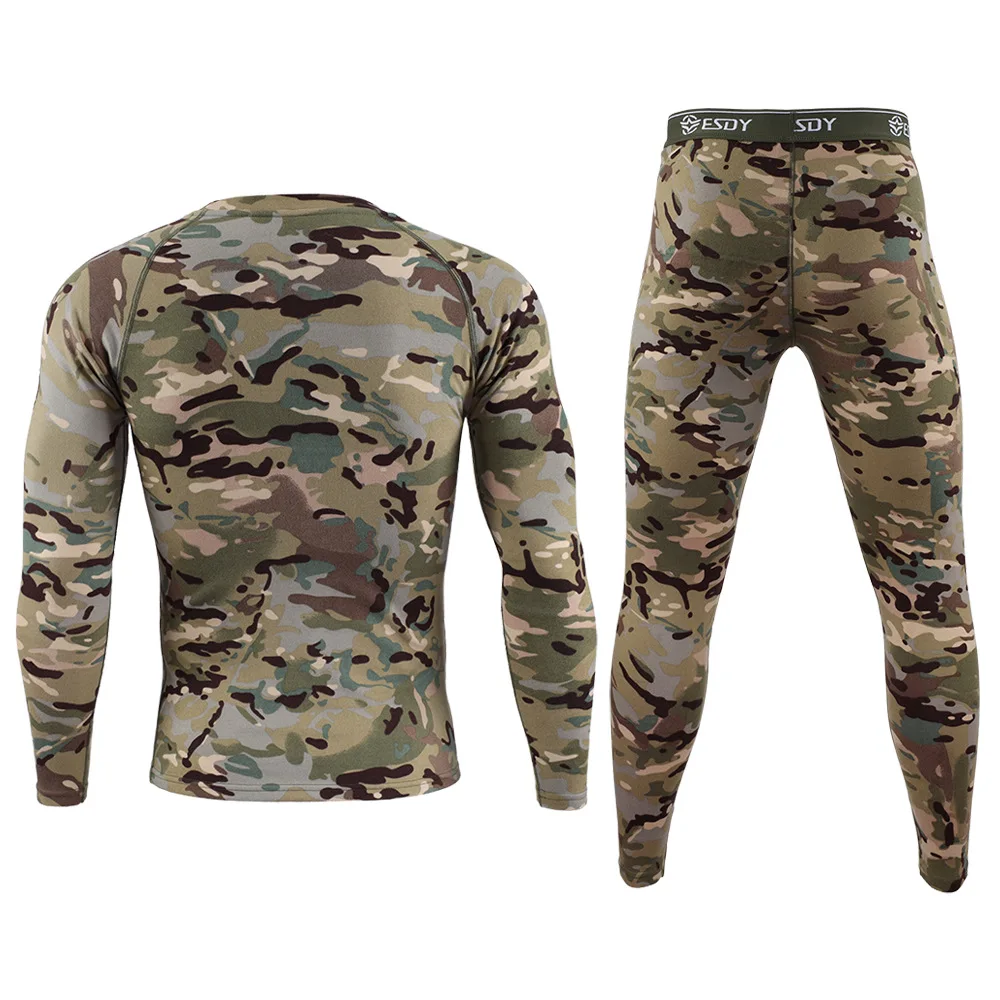 Winter camouflage Men\'s Thermal Underwear Warm Sports Long Johns High Quality Elasticity Cycling Underwear Compression Set