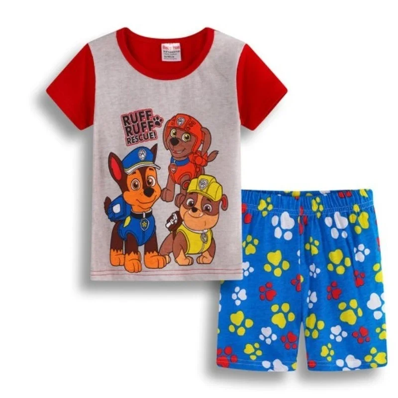 Paw Patrol Kinder Kleidung Set Cartoon Pyjamas Kurzarm T-shirt + Shorts Sommer Kleiden Hund Figurine Anime Chase Marshall Kostüm