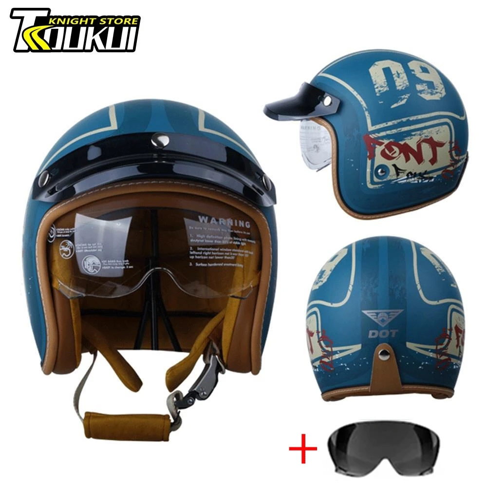 

helmet motorcycle retro helmet open Face DOT Approved Moto Helmet Riding Racing Scooter vintage old Capacete De Moto casque