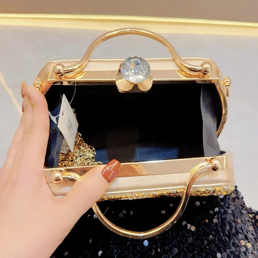 حقيبة يد كروس بودي أنيقة مرصعة بالكريستال، حقيبة سهرة/عشاء، موديل جديد، هيكل صلب، مبطنة بجلد PU، صغيرة الحجم، بشكل دلو