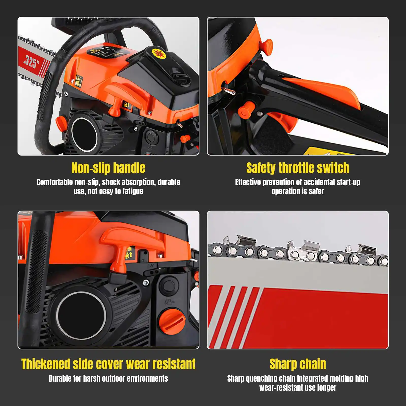 68 cc 20 Zoll professionelle Gaskettensäge 7000 W 2-Takt-Kettensäge zum Baumschneiden 55 cm Durchmesser Holzprotokollierung – Detail 5