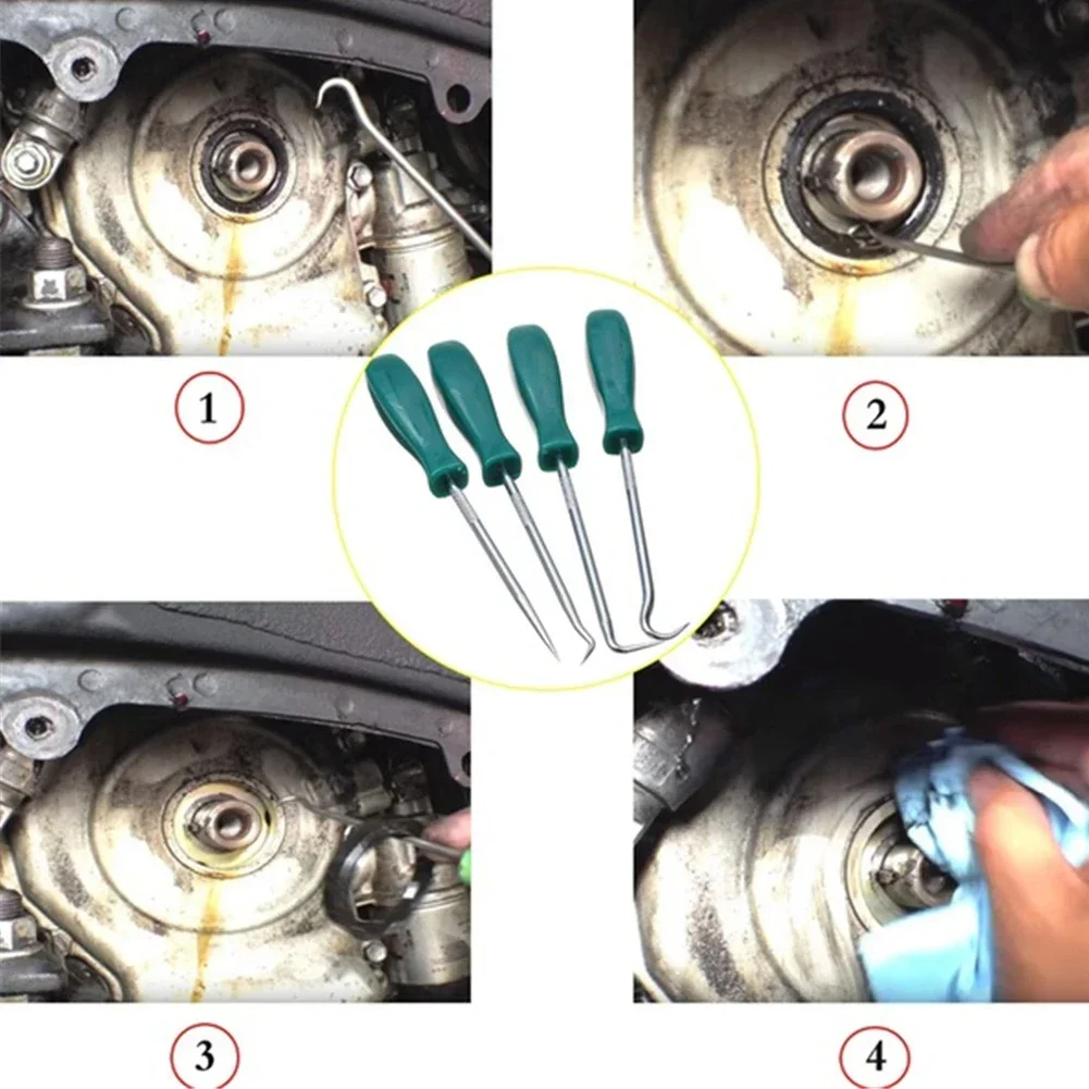 스테인레스 스틸 자동차 오일 도장 스크루드라이버 세트, 호스 제거 후크 세트, O-링 도장 개스킷 풀러 리무버, 픽 후크 수리 도구, 4 개