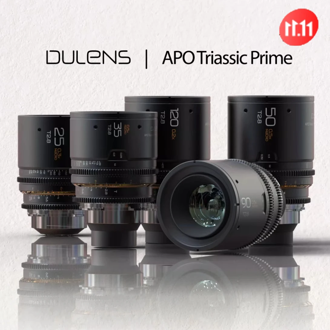 Dulens APO Triassic Prime 25mm 35mm 50mm 90mm 120mm T2.8 Full Frame Cine Lens Apochromatic For ARRI PL Mount Camera