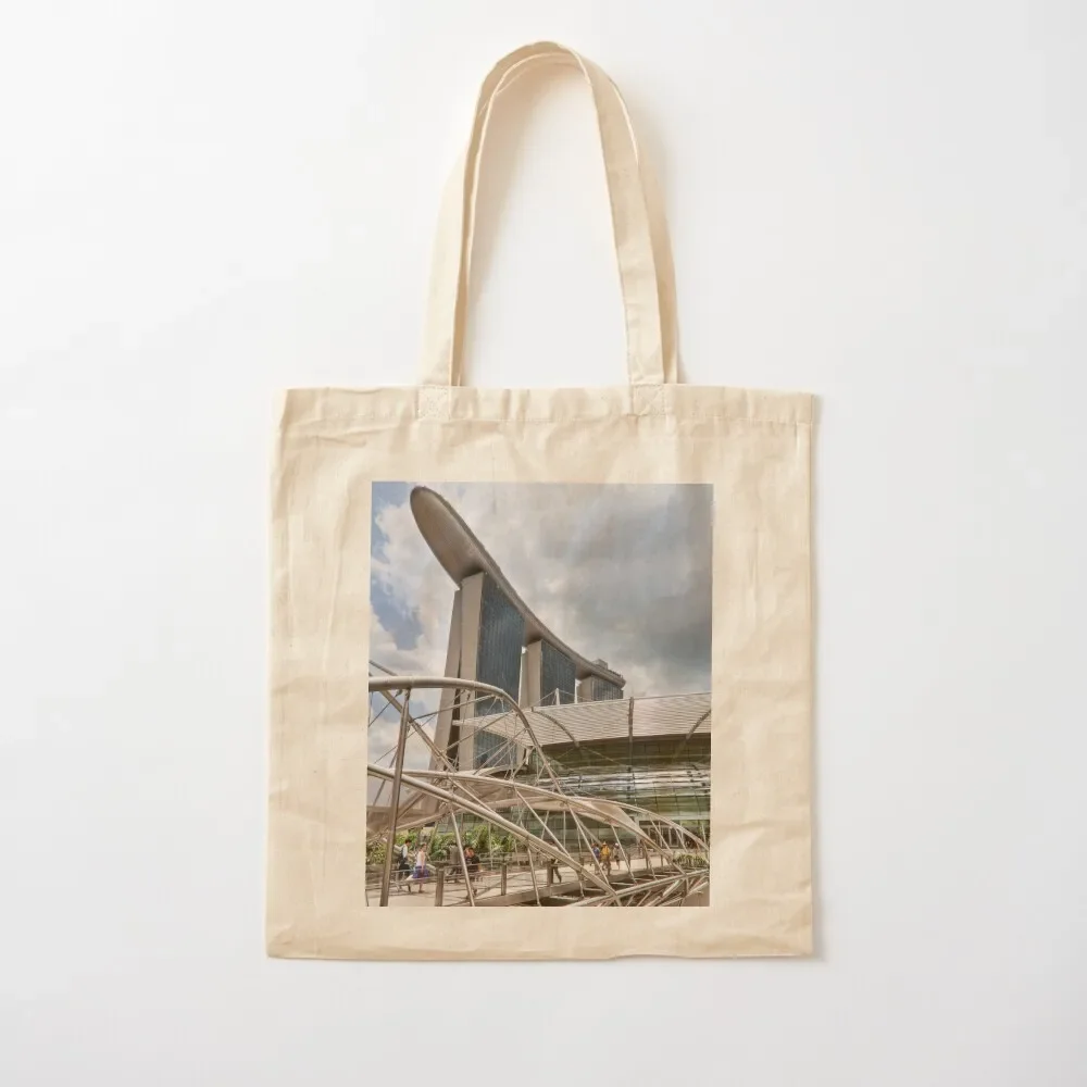 

Marina Bay Sands with Helix Bridge - Singapore Tote Bag canvas bags Women bags female bag shopper bag woman