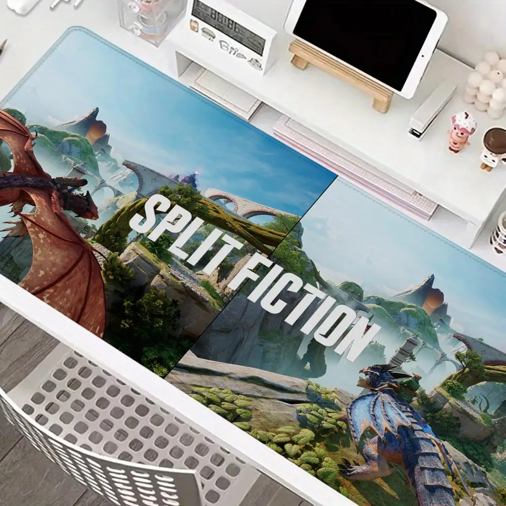New S_SPLIT F_FICTION mousepad, XXL 90x40cm, stitched mousepad for keyboard and mouse, gaming accessory, computer accessory.