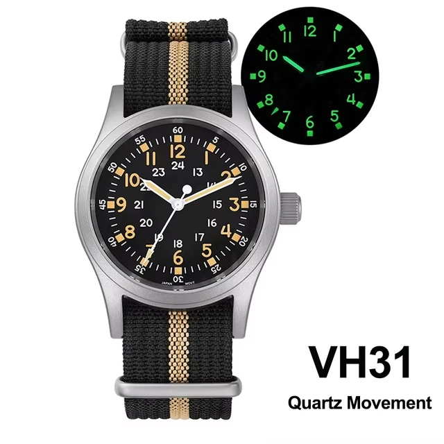 Militado ML05 38mm Military Field Watch VH31 Sweep Quartz Movement