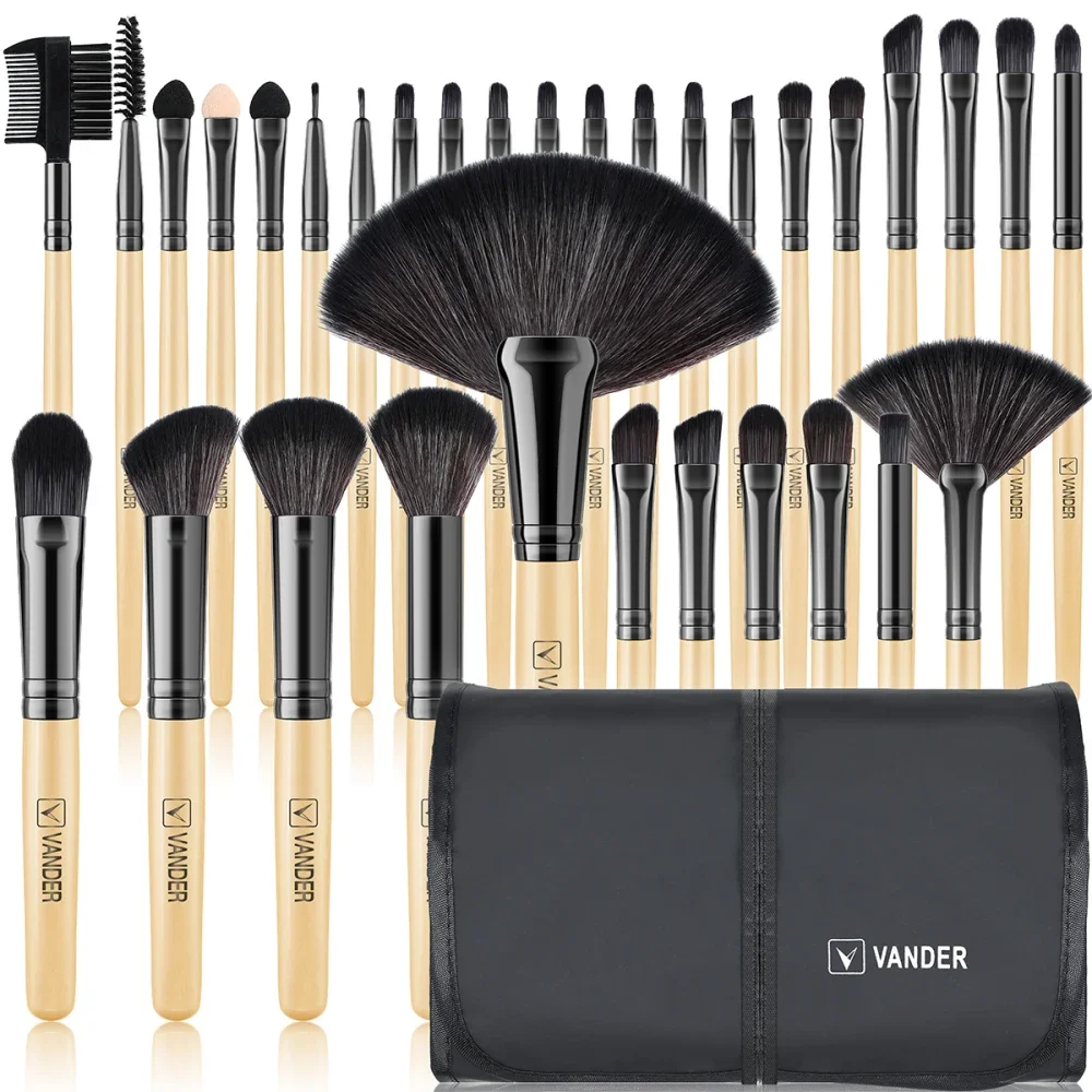 

32pcs Makeup Brushes Set Wood color For Cosmetic Foundation Powder Blush Eyeshadow Kabuki Blending Make up Brush Beauty Tool