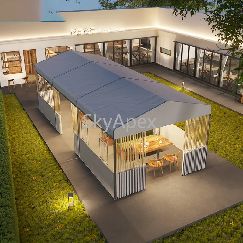 Custom Size Retractable Rain Canopy 6063 T6 Aluminum  PVC Waterproof All  Seasons Outdoor Indoor Events Exhibitions UV Resistant