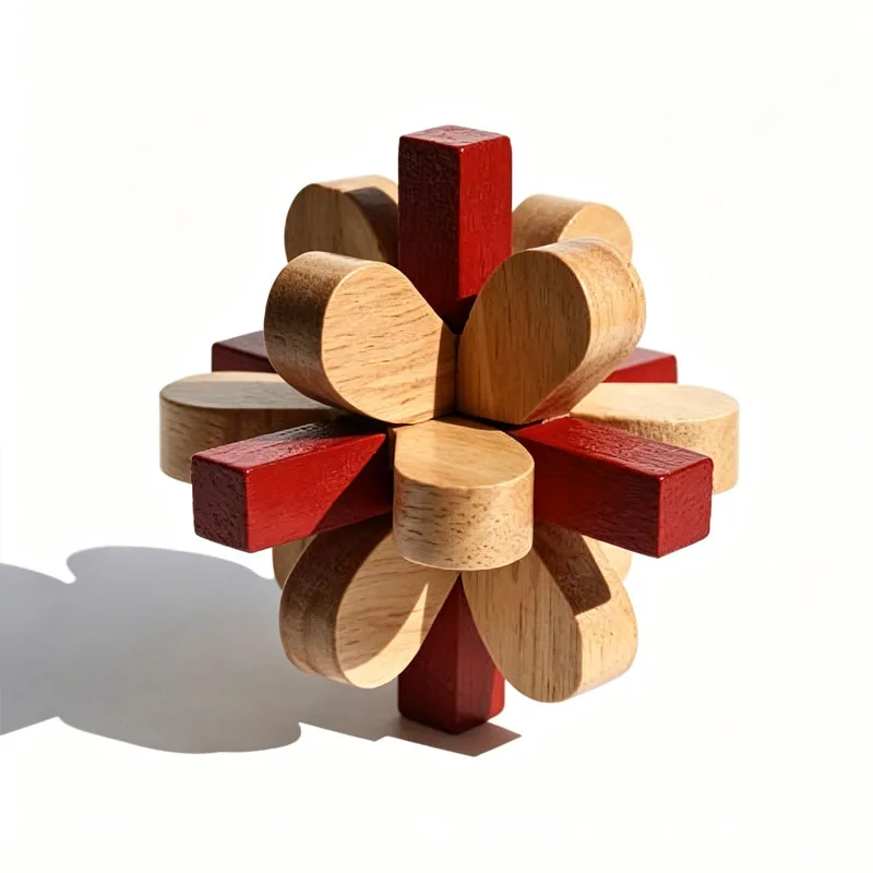 Wooden Brain Teaser Puzzles Luban Lock DingXiangHua IQ Challenge Unlock Interlock Toys For Adults & Kids Educational Gifts