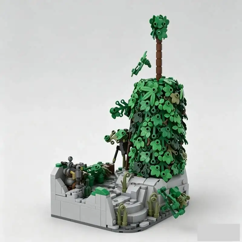 867PCS Winter Bonfire Scene MOC Model Custom Puzzle Blocks Architecture DIY Creative Assembly Educational Toy Collection Gifts
