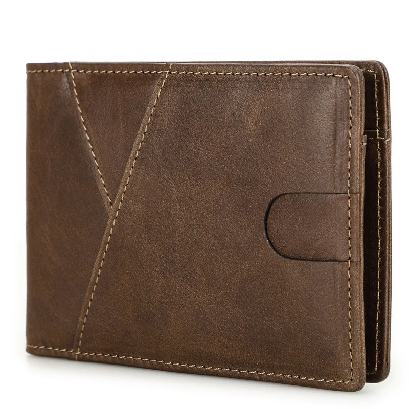 Head Layer Cowhide Theft Brush Multi Functional Clip Credit Genuine Leather Anti Magnetic Bag Card Cover Coin Holder Men Wallets
