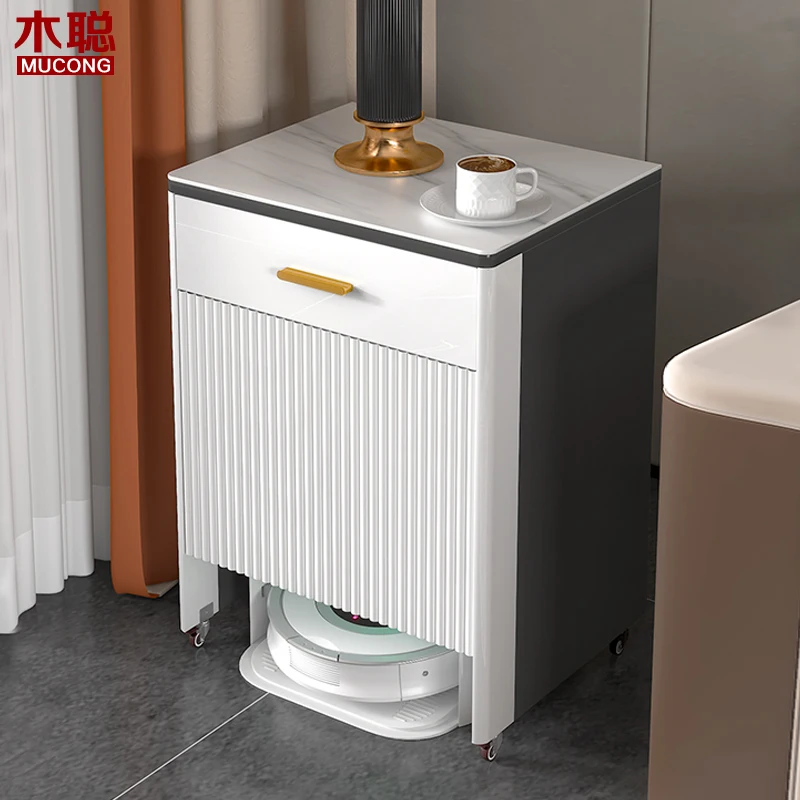 Simple modern sweeping robot storage cabinet storage rack light luxury slate sofa side cabinet corner table J24