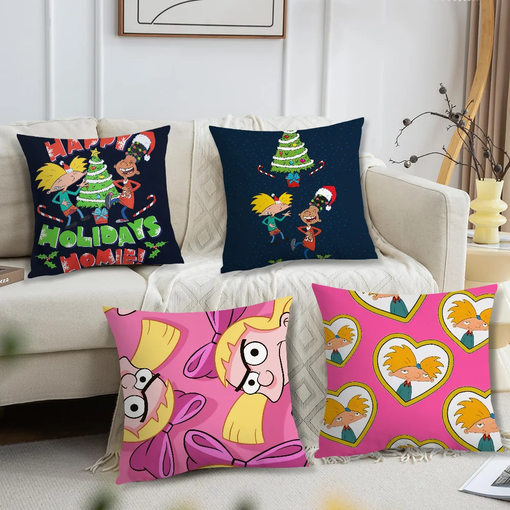 Cartoon H-Hey A-Arnold Pillow Case Living Room Accent Couch Back Support Square Lounge Restful Nap Companion ﻿