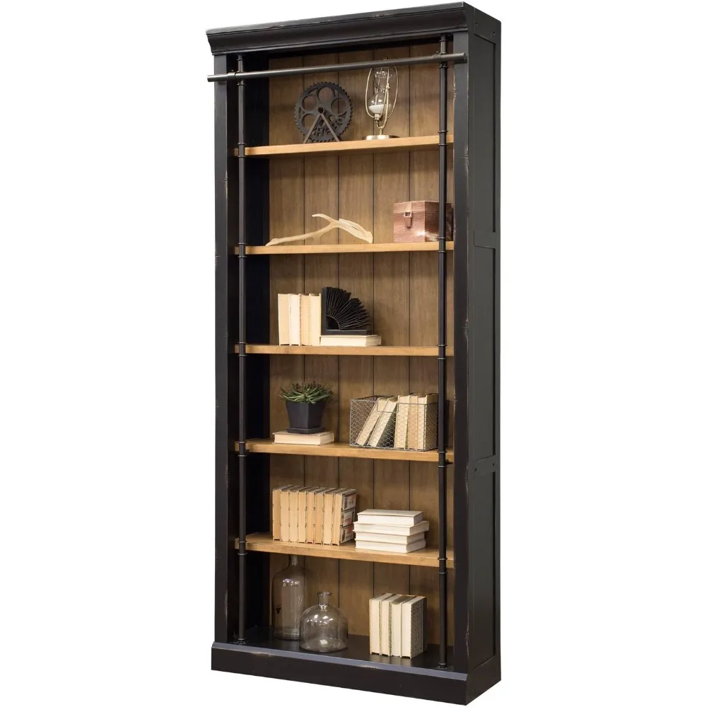 Fully Assembled Aged Ebony Toulouse 6 Shelves Bookcase Five adjustable shelves One fixed shelf