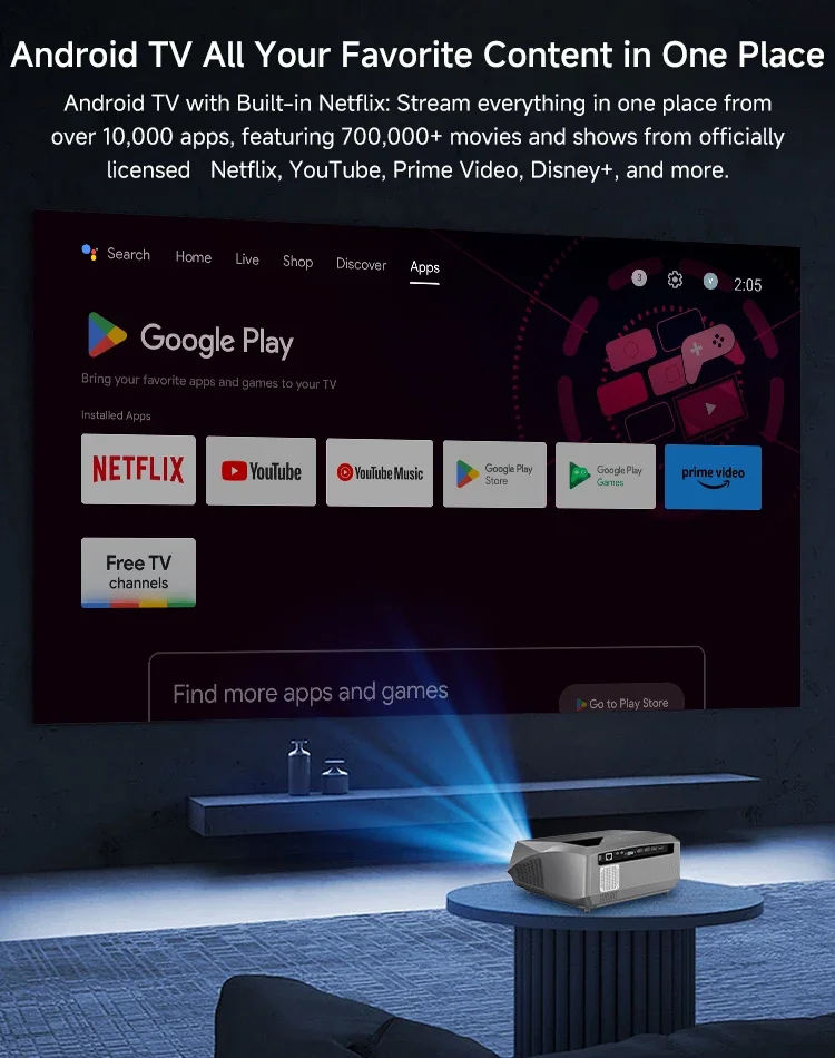Projektor Google TV Home Theater Full HD 4K