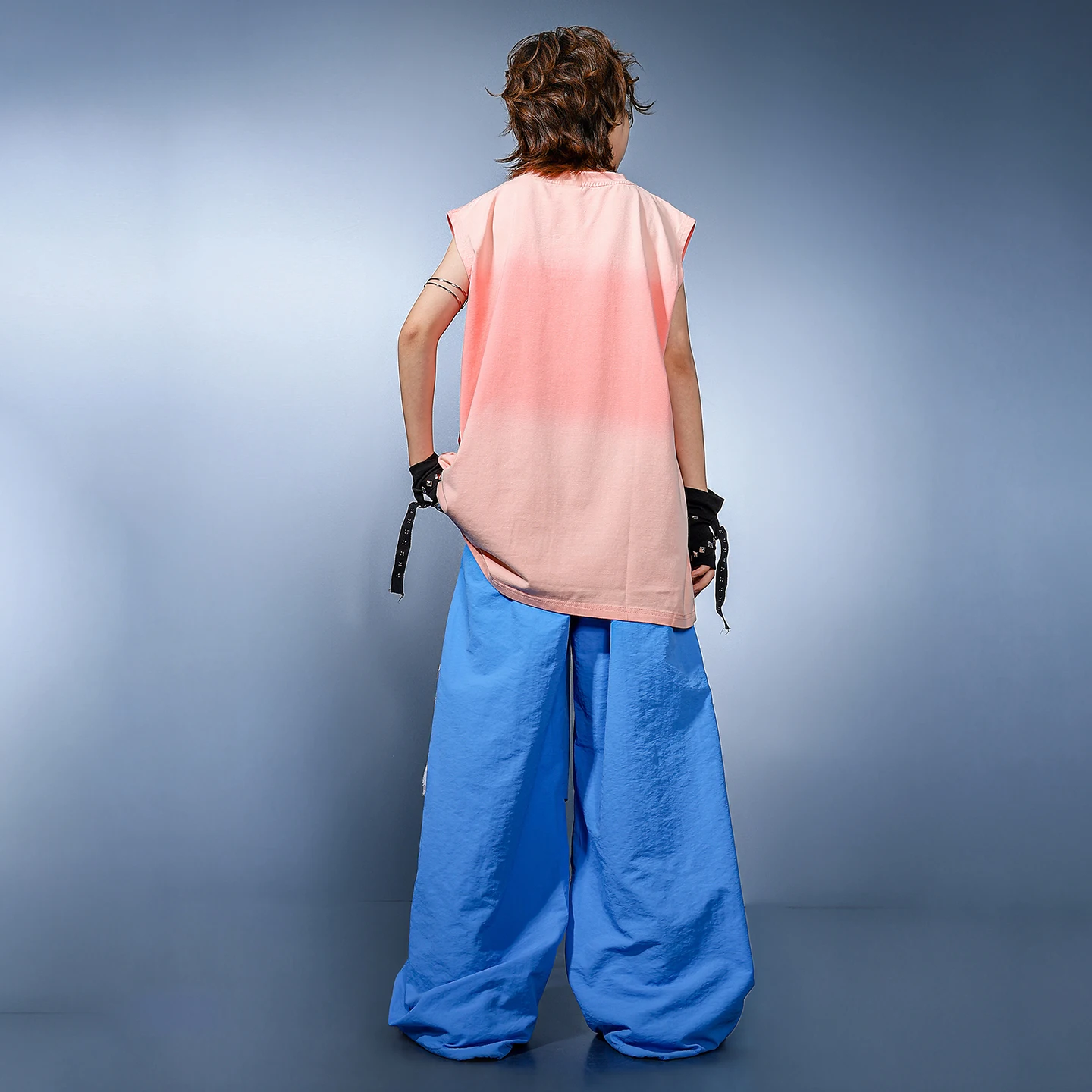 Camiseta de Hip Hop para niños, pantalones Cargo azules, trajes de baile callejero k-pop, ropa de calle para niños, conjuntos de ropa de Jazz para niños