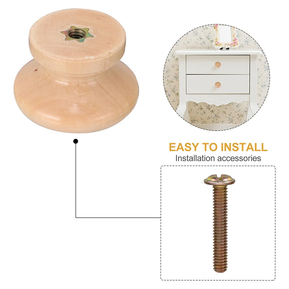 

16Pcs Round Wooden Pull Handles Practical Cabinet Drawer Knobs for Wardrobe Kitchen Furniture Upgrade Cabinet Handle