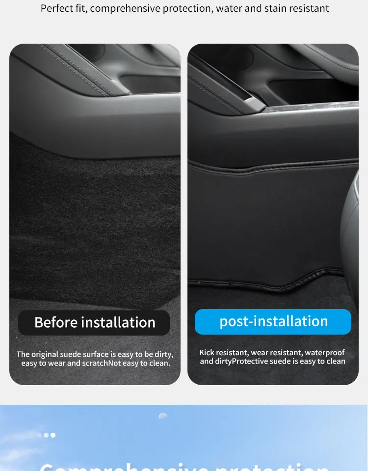 Für Tesla 2024-25 Modell 3 Highland 3 Mittelkonsole Zwei Seitenverkleidung Anti Kick Pad Verteidigungsschutz Leder Aufkleber Fußabdeckung – Detail 3