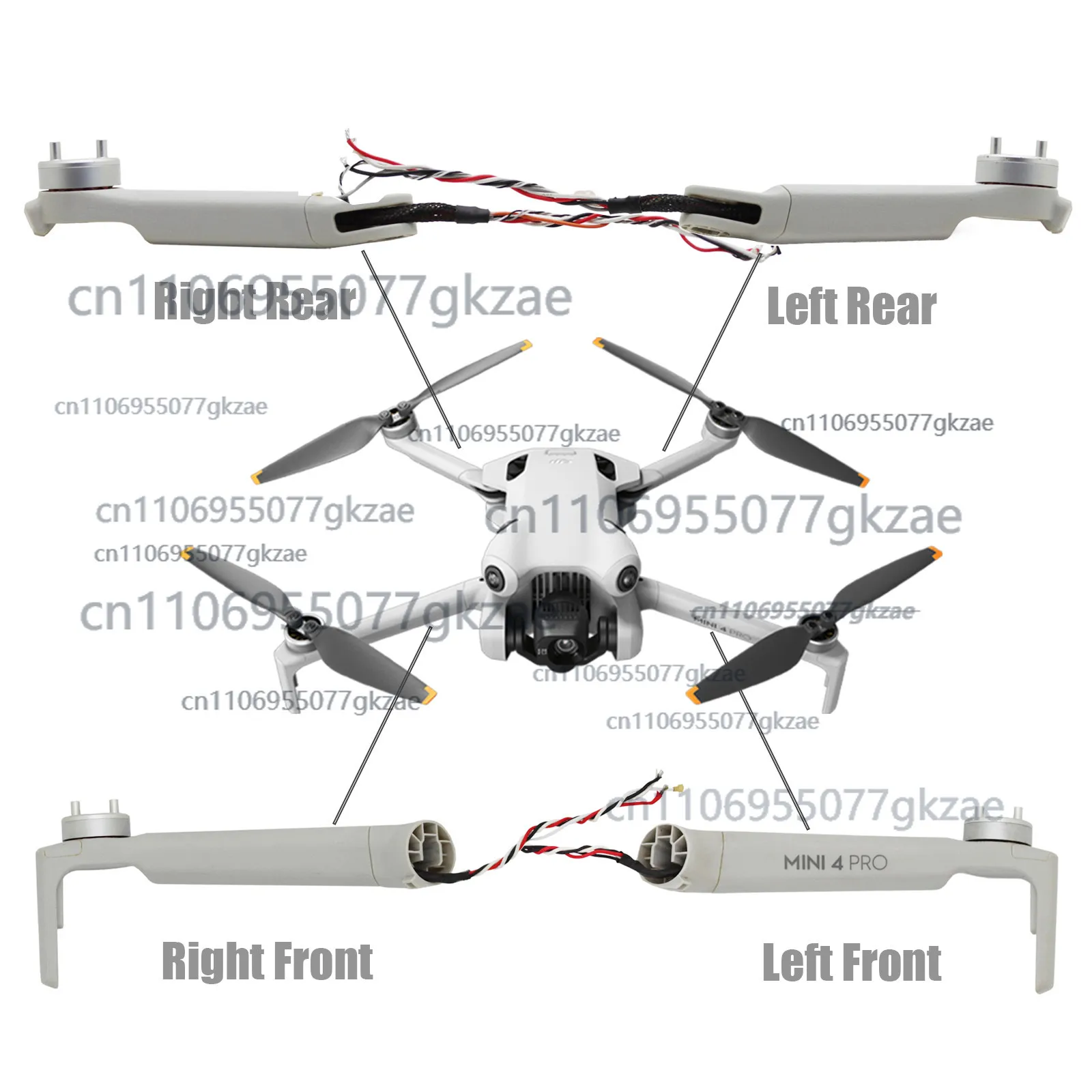 Used 95%NEW OEM For DJI Mavic Mini 4 Pro Arm Shell & Arm Shell with Motor Cover Case Drone