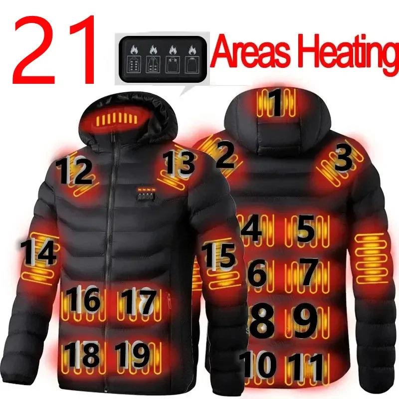 

21 Zone Warm Heating Women's Men's Jacket Vest Autumn and Winter Outdoor Camping Hunting Hiking four Switch USB Heating Jacket