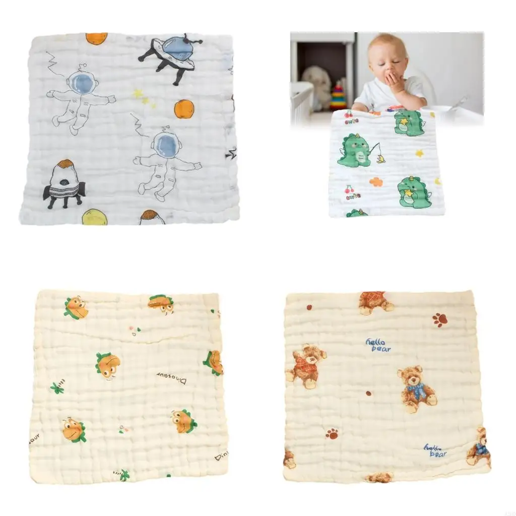

J2HD Soft Absorbent 6 Layer Cotton Infant Drooling Towel Cartoon Print 30cm Square