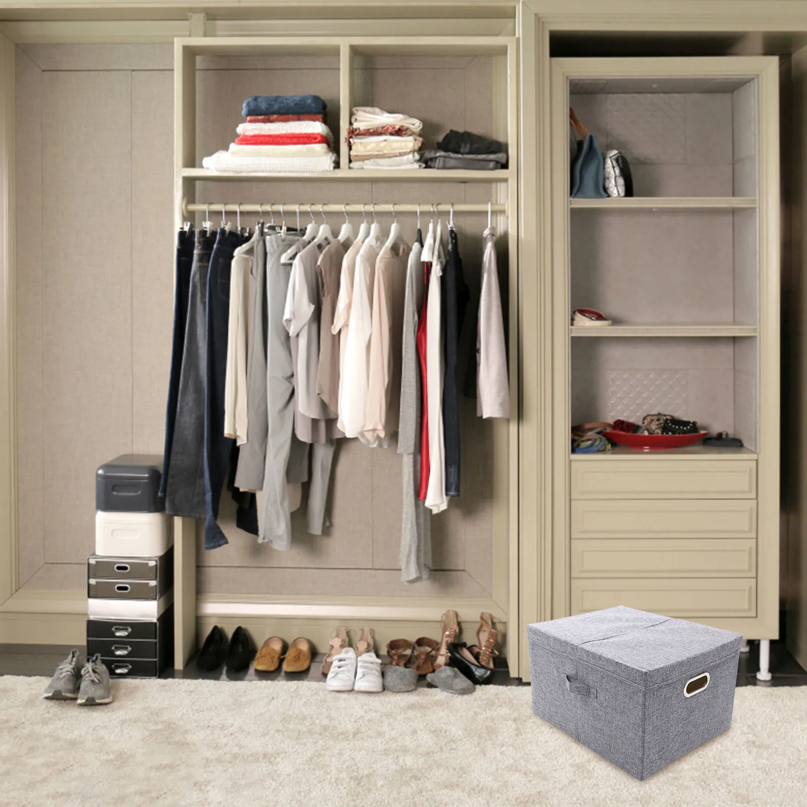 

Large Fabric Storage Box With Lid Heavy Duty Organizer Bin For Home Closet Kids Room Utility Boxes Sundries Storage