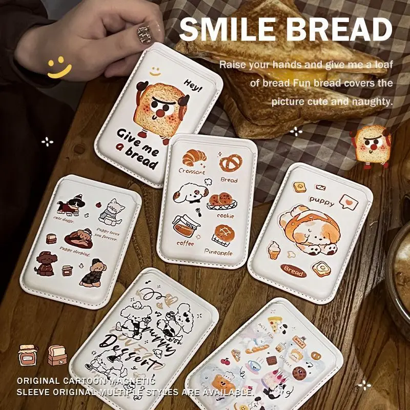 Penguin for Magsafe Card for iPhone 16 15 13 14 Pro Max Samsung Case Leather Card Cover ID Subway Access Card Slot Accessories