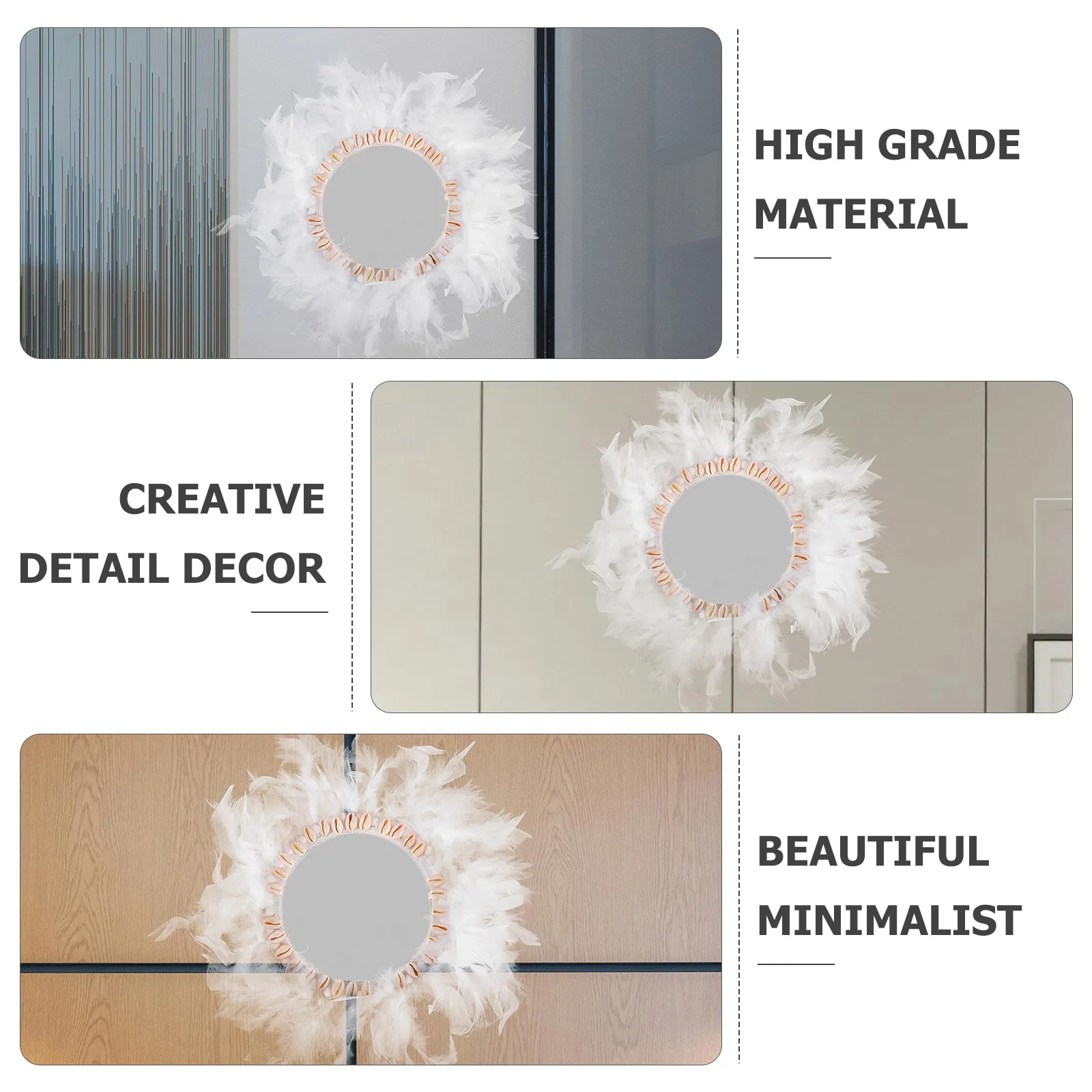 

Mirror Wall Pendant Decorative Home Make up Hanging Mirror nament Wedding Household Adornment Shell Inlaid Details