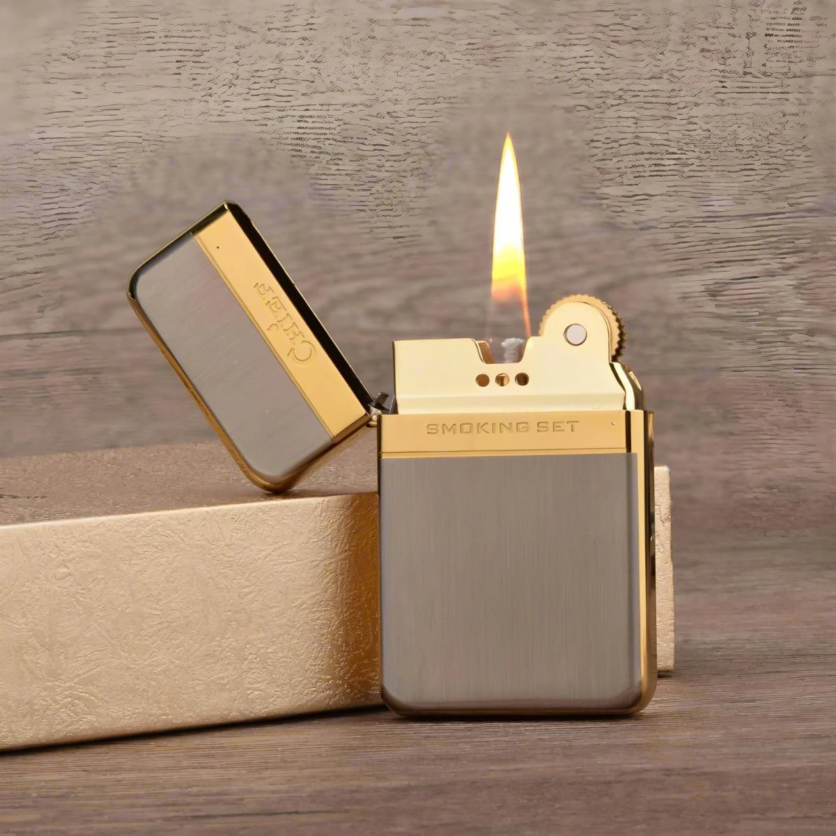 Vintage Ultra Thin Metal Oil Lighter, Outdoor Igniter, Gift For Boyfriend Father Smokers Collection (Without Fuel)