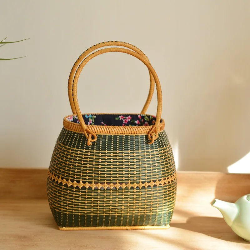 Vietnam Handmade Basket Exotic Storage Picnic Travel Basket Handmade Woven Bamboo Handbag