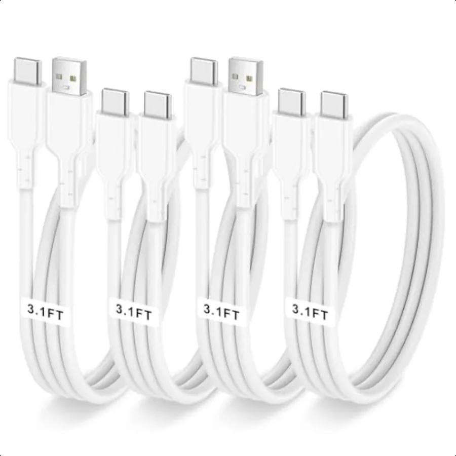 4 Pack Charging Cable 60W 3.1FT 2 Pack USB to USB C Cable and 2 Pack USB C to USB C Cable Type C 60W Fast Charging Cable for iP