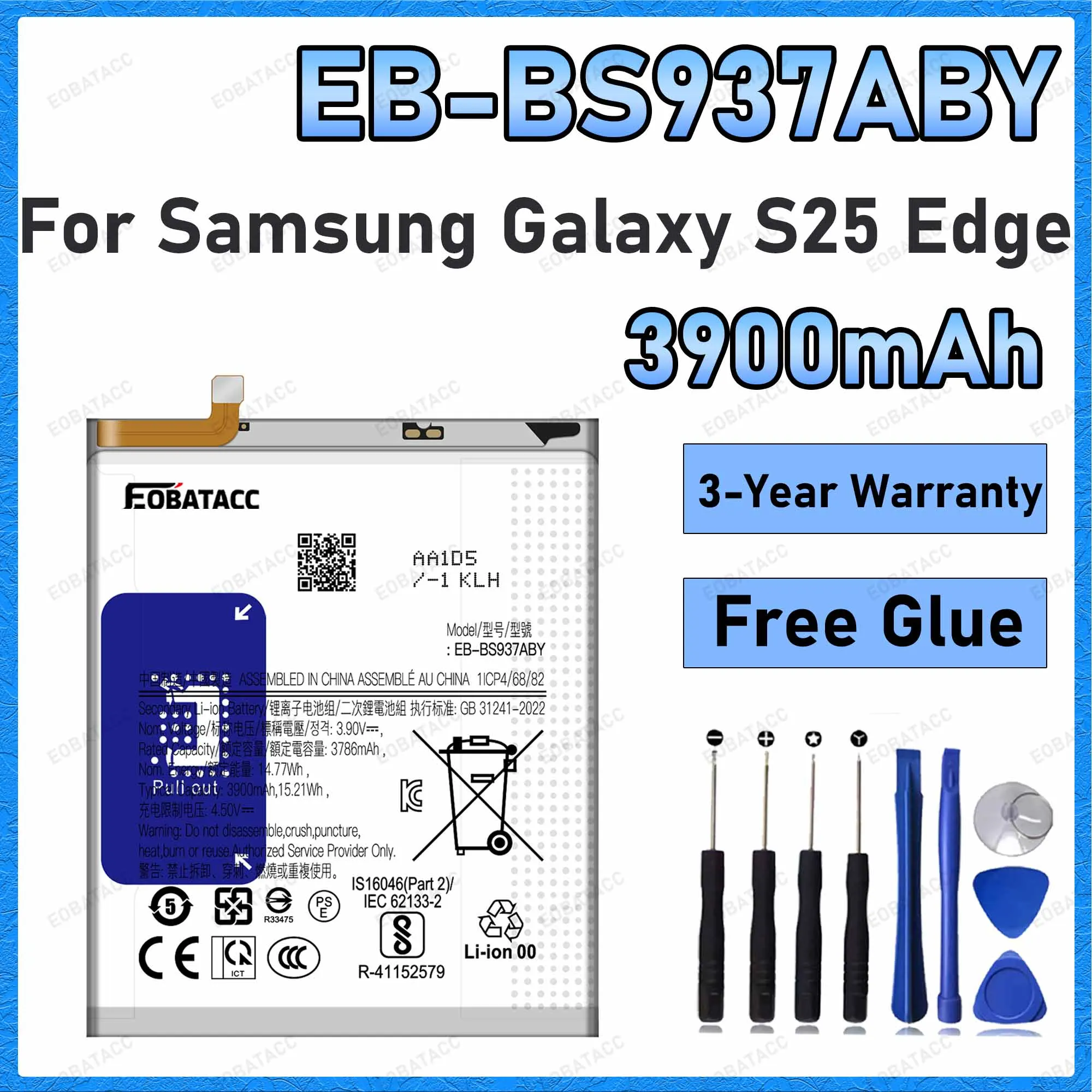 EB-BS937ABY 3900mAh Large capacity Battery For Samsung Galaxy S25 Edge  Batteries New High Quanlity+Free Tools