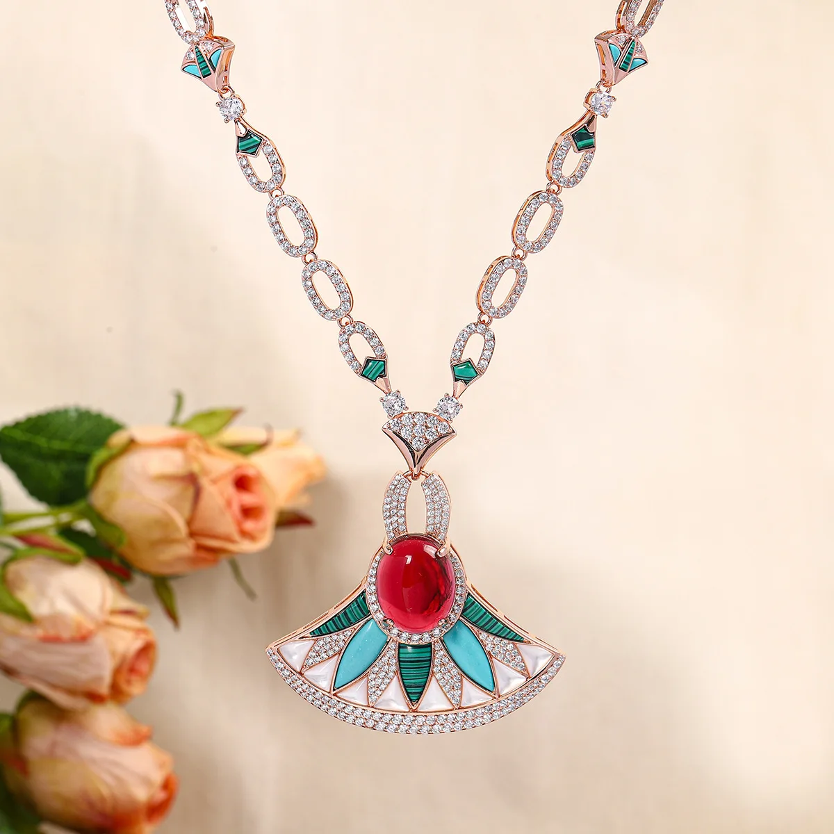2024 New Cubic Zirconia 4-piece Bridal Wedding Jewelry Set, Luxury Dubai Saudi Banquet Party Exclusive Jewelry Set