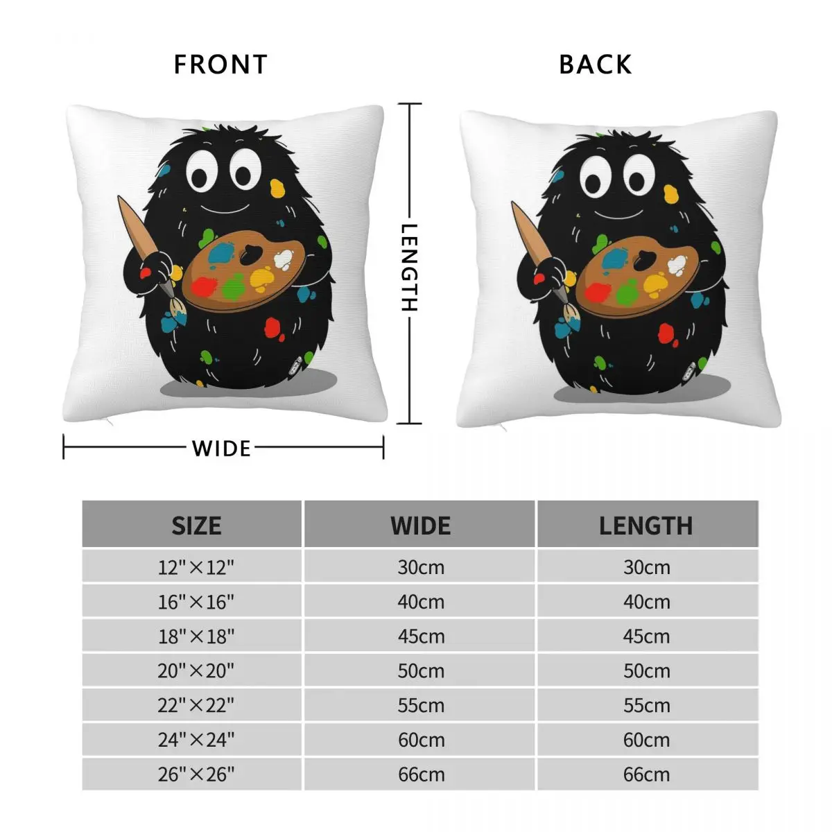 Barbouille Barbapapa Square Pillowcase Polyester Linen Velvet Pattern Zip Decor Sofa Seater Cushion Cover