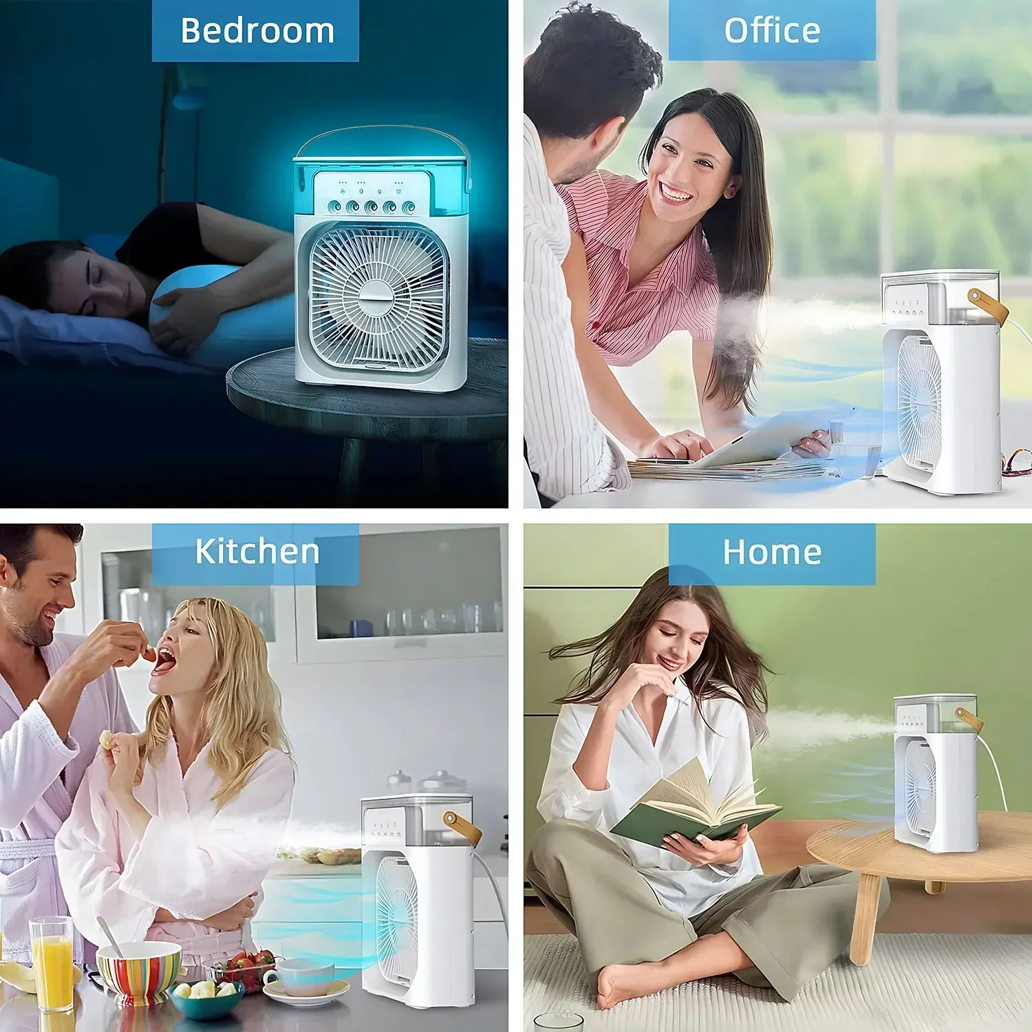 Portable 3 In 1 Fan AIr Conditioner Household Small Air Cooler LED Night Lights Humidifier Air Adjustment Home Fans