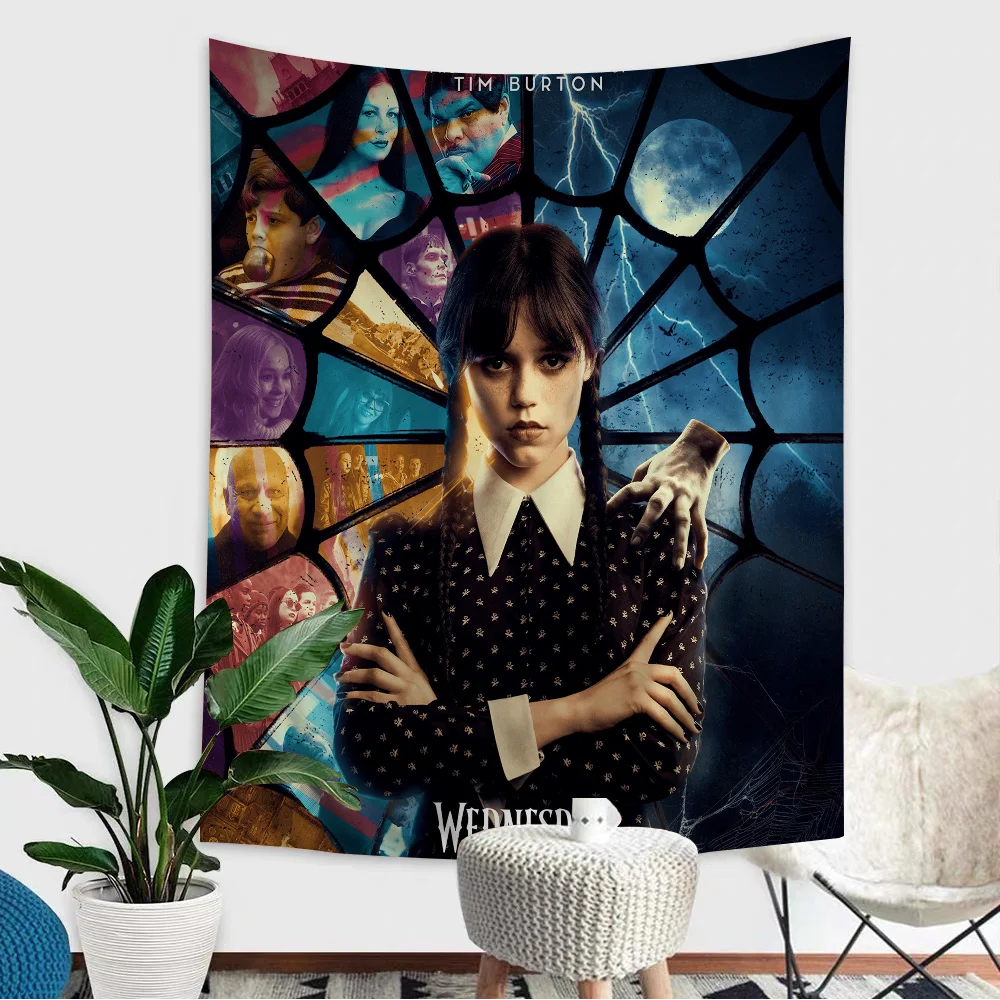 

Movie TV W-Wednesday A-Addams Kraft Printed Large Wall Tapestry Wall Hanging Decoration Household Decor Blanket
