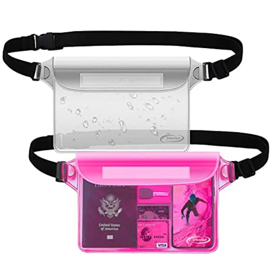 

Waterproof Pouch with Waist Strap 2 Pack Beach Accessories Best Way to Keep Your Phone and Valuables Safe and Dry Perfect for B