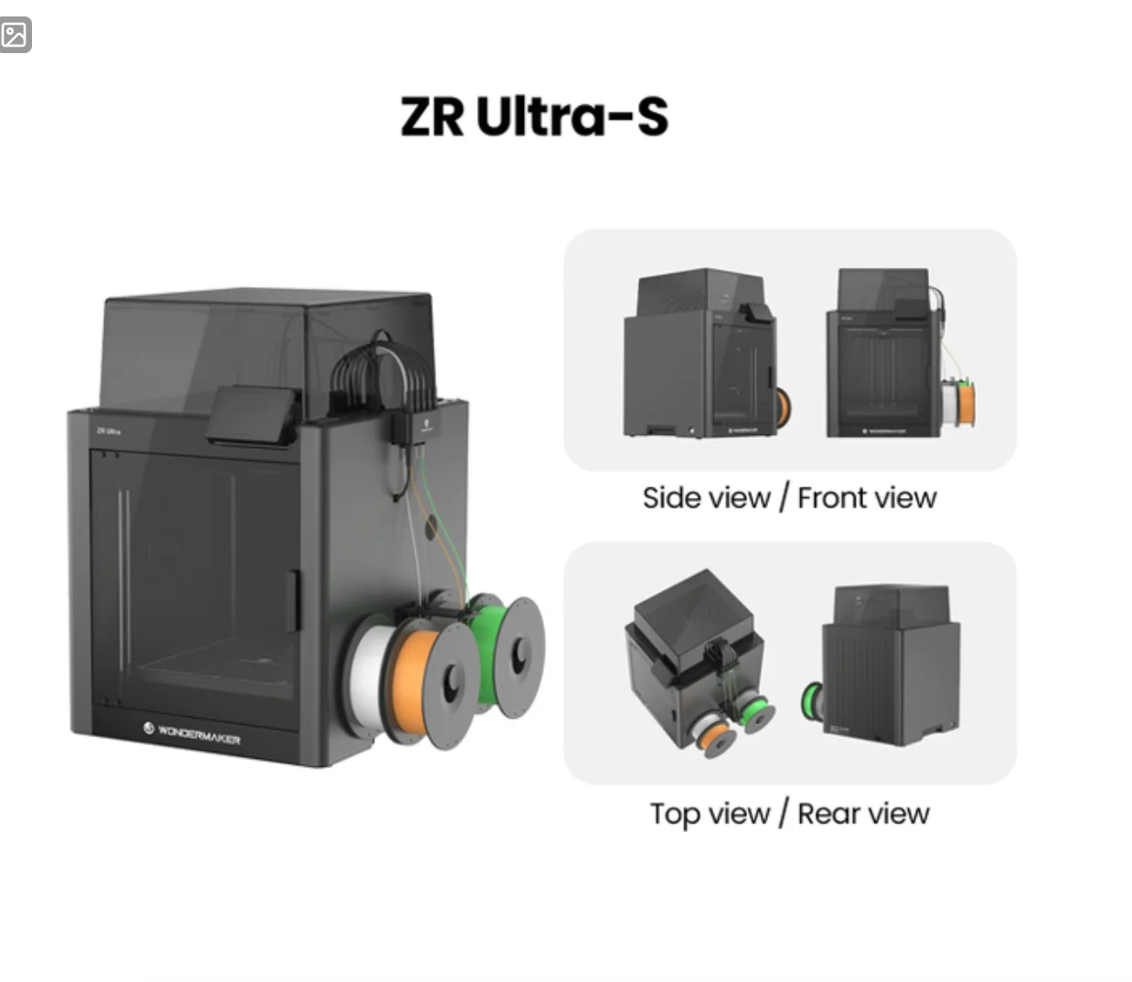 New Wonder Maker ZR Ultra-S  3 D Pri nter 4X Toolheads 60 Chamber 300x270x290mm HE PA 13 Filter Prototyping PLA 1 Year Warranty