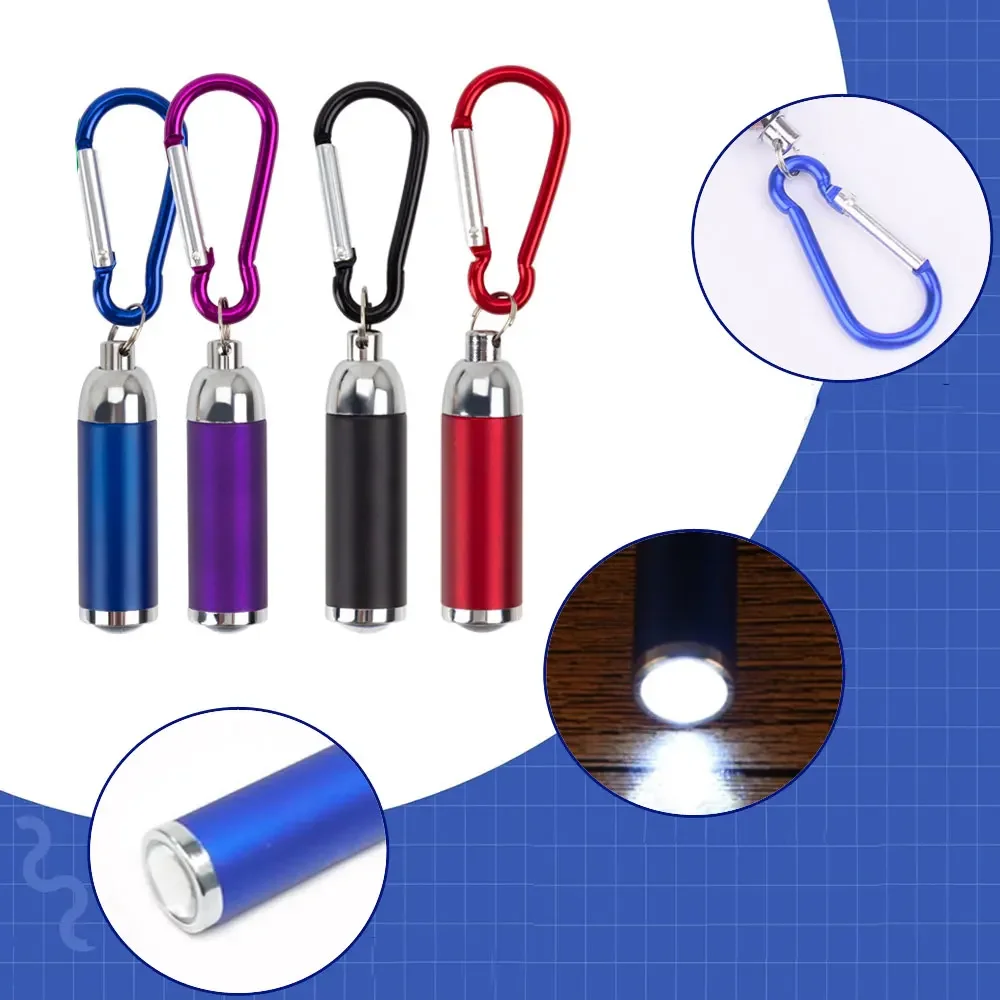 1Pc Portable Mini LED Torch Flashlight Camping Keyring Carabiner Lightweight Keychain Small LED Light Lighting Accessories