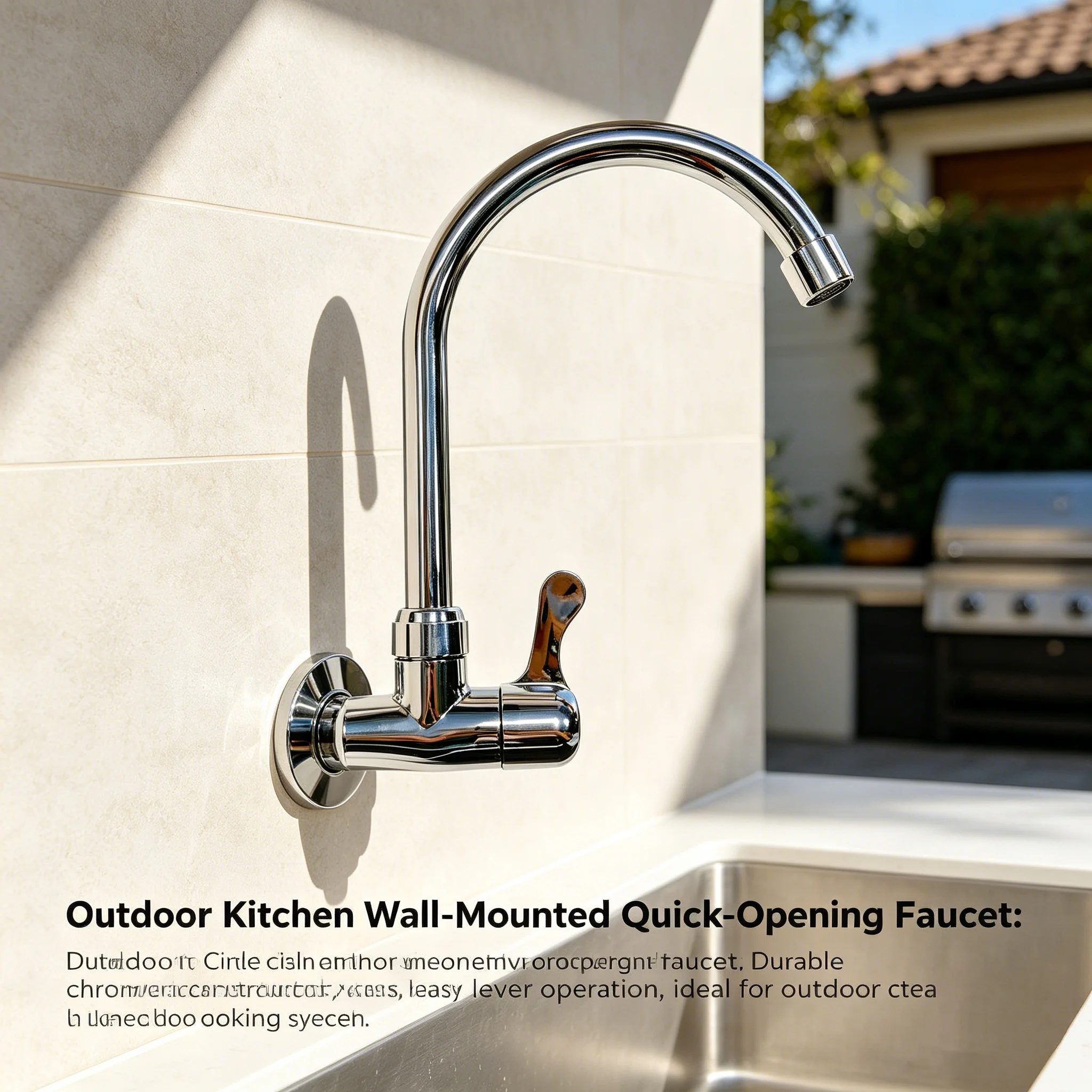Electroplated Single Cold Water Rotatable Wall-Mounted Faucet Suitable for Home Kitchen, Outdoor Sink, Bar Counter, 4-Point Thread