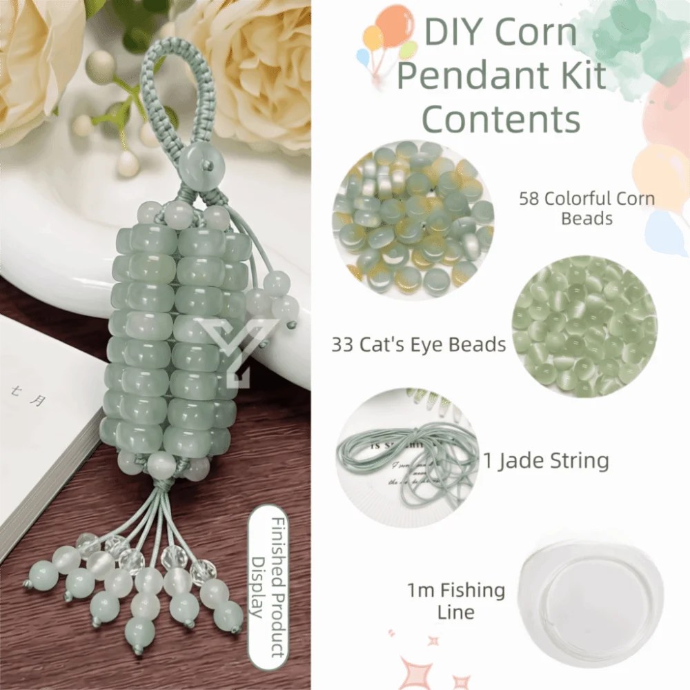 Crystal Beads Corn Pendant Material Bag Multicolor Wheel Gypsum Stone Texture Crystal Corn Phone Chain Smooth Surface