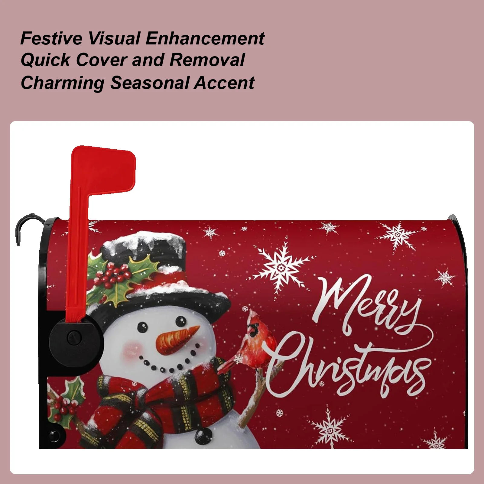 Christmas Snowman Mailbox Cover 21 X 18 Inch Magnetic Winter Snowflake Mailbox Cover Christmas Post Letter Box Wraps for Garden